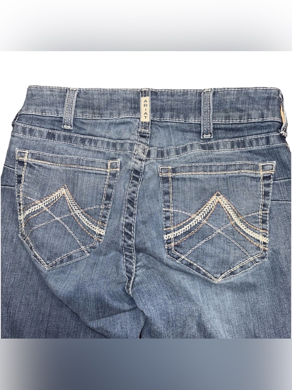 Ariat Real Denim Jeans Size 30x30 Cutoffs Raw Hem Thick Stitch Western Flaws - Picture 12 of 13